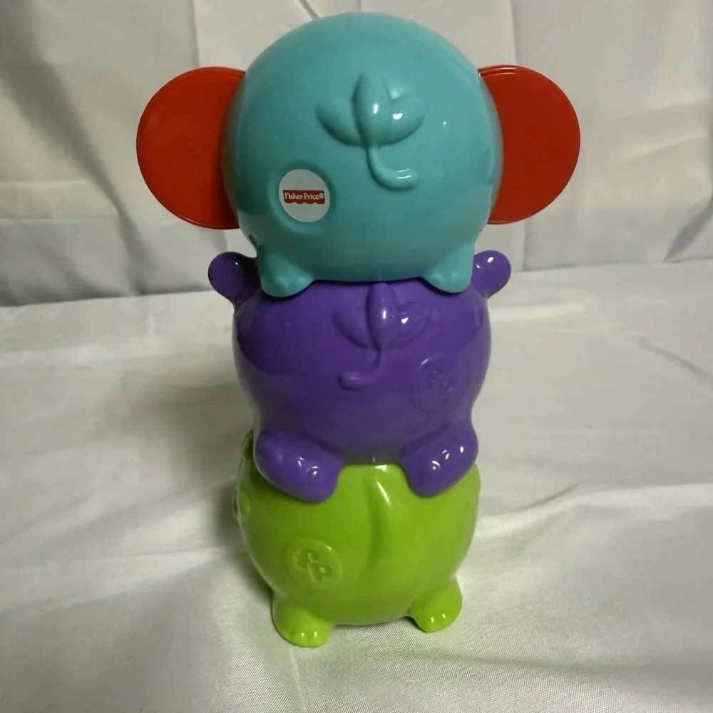 Fisher Price Alligator Hippo Elephant Stacking Animals Green Purple Baby Toy